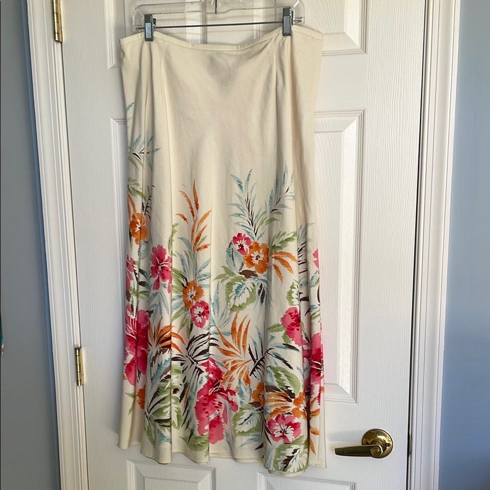 Talbots Floral Linen Skirt